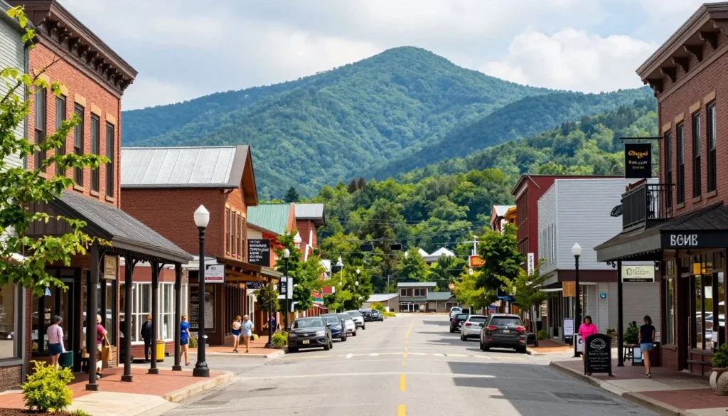 Historic Gatlinburg downtown with mountain backdrop