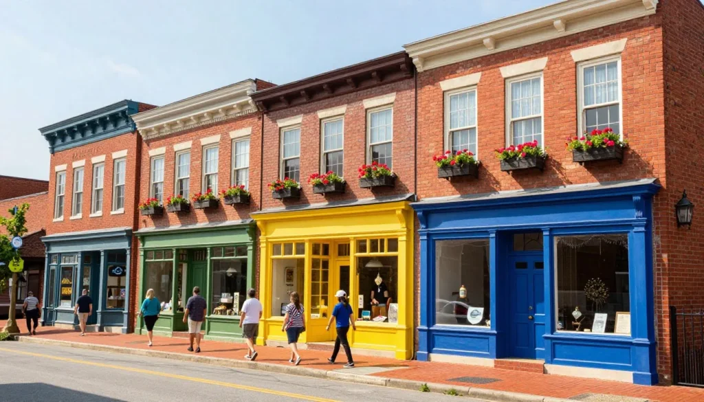 Historic downtown Abingdon Virginia with brick buildings and welcoming storefronts