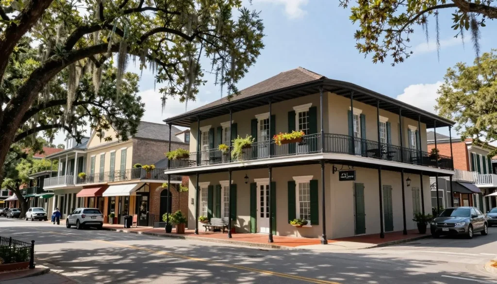 Historic downtown Lafayette Louisiana with Cajun architecture Historic downtown Lafayette Louisiana with Cajun architecture