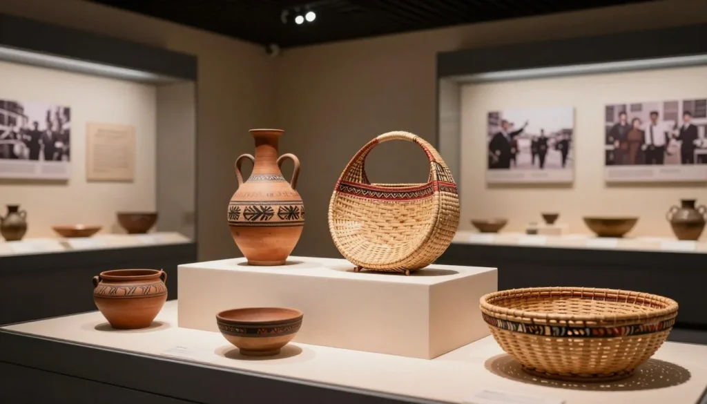 Historic exhibit display about Cherokee heritage in regional museum