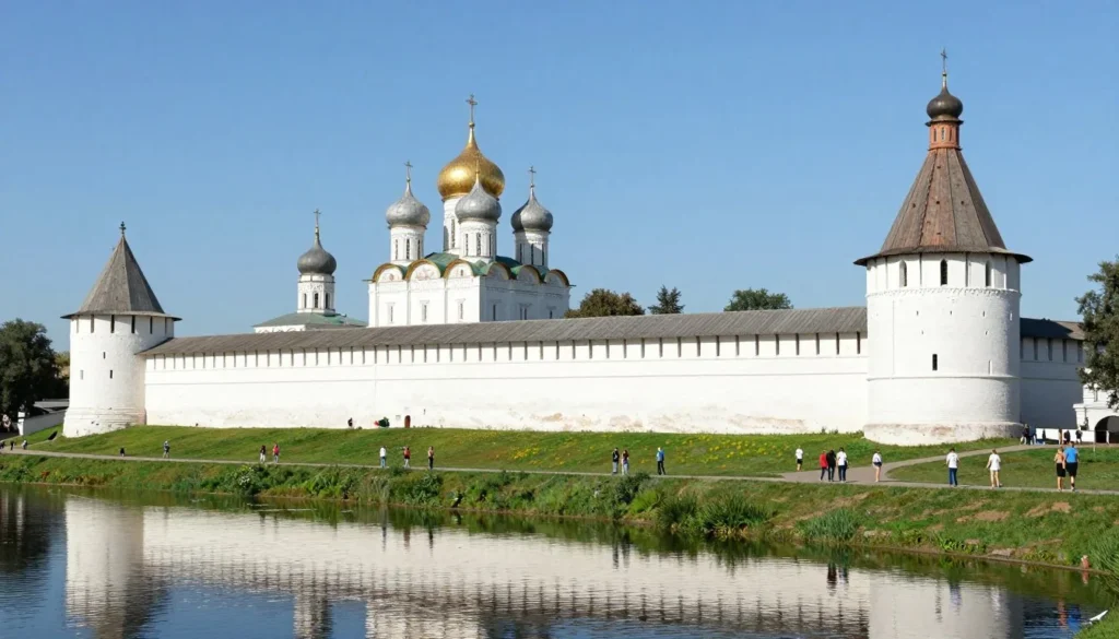 Historic kremlin fortress walls and towers in Rostov