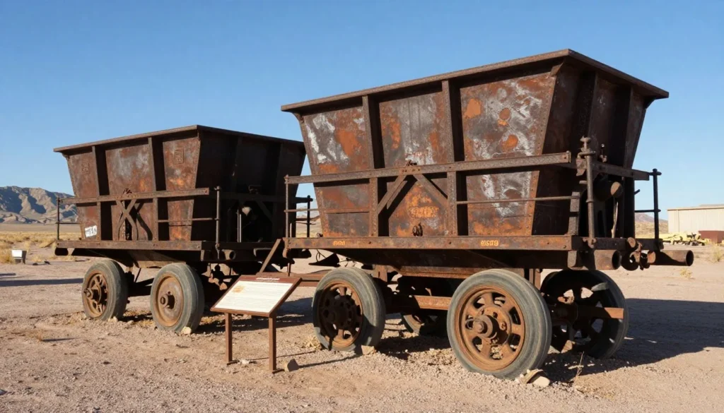 Historic mining equipment display in Goldfield Nevada outdoors Historic mining equipment display in Goldfield Nevada outdoors