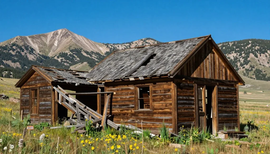 Historic mining structure in Colorado mountains Historic mining structure in Colorado mountains