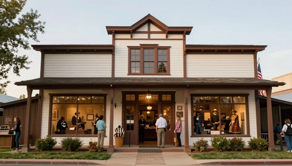Historic museum building with frontier artifacts display
