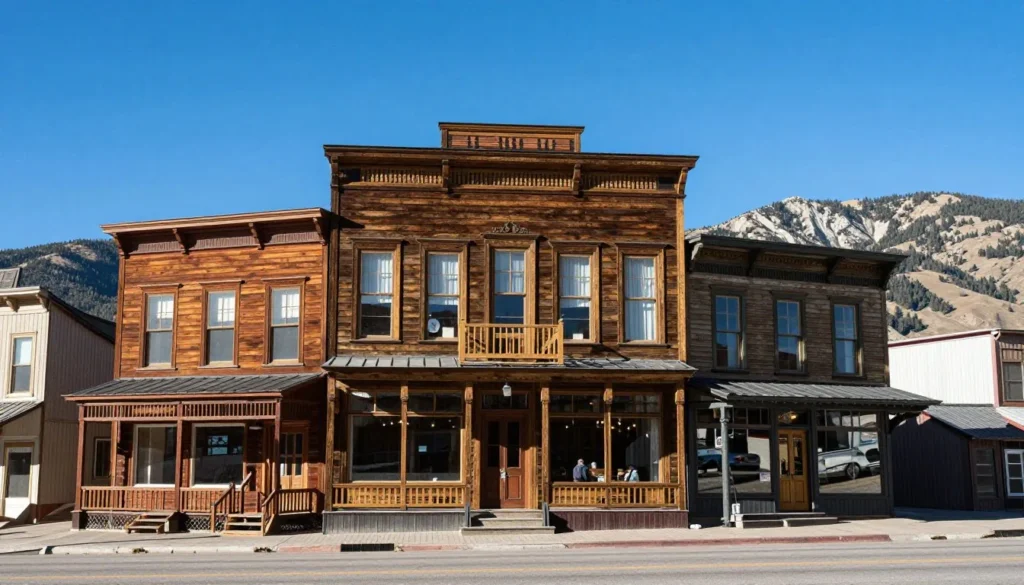 Historic western building facade in small Colorado mountain town