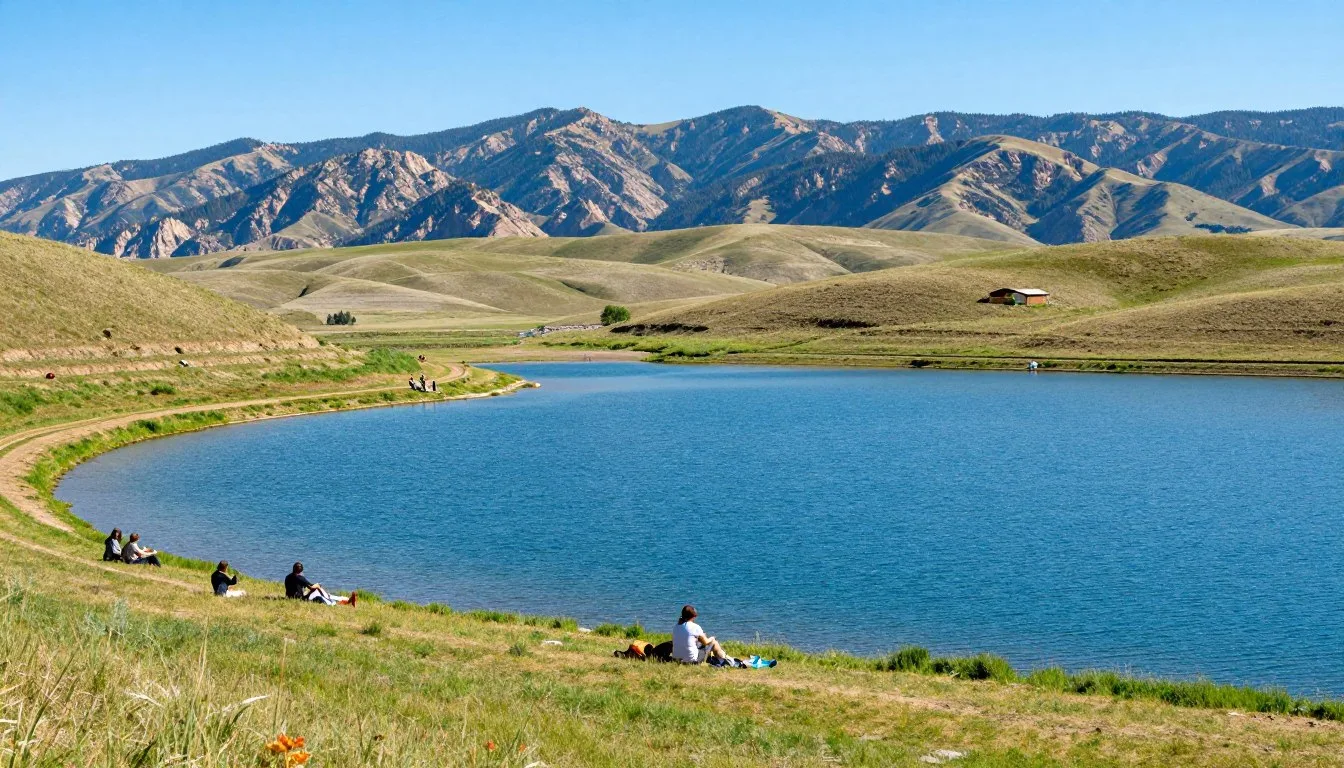 Hyrum State Park Utah lakeside view with mountains
