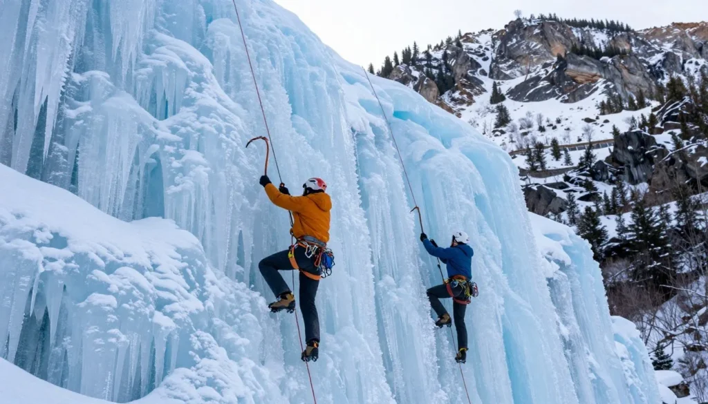 Ice climbing in Ouray Colorado ice park Ice climbing in Ouray Colorado ice park