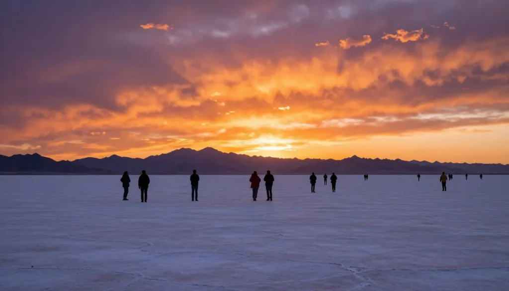 Inspiring sunset view at Bonneville salt flats