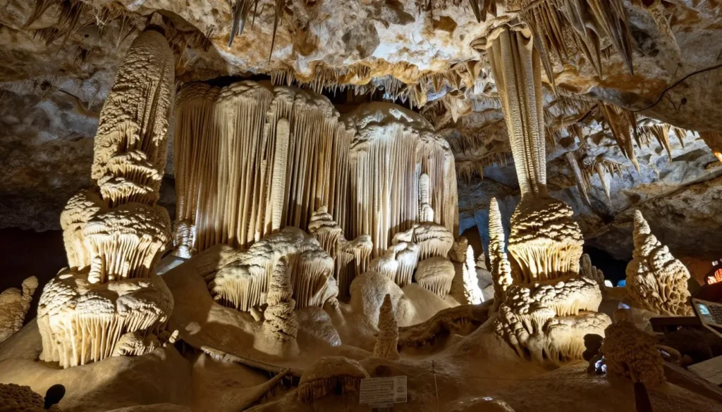 Inspiring view inside Bristol Caverns showing magnificent formations and underground beauty