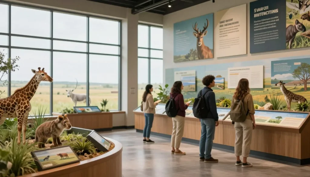 Interior of Rocky Mountain Arsenal Visitor Center with educational exhibits Interior of Rocky Mountain Arsenal Visitor Center with educational exhibits