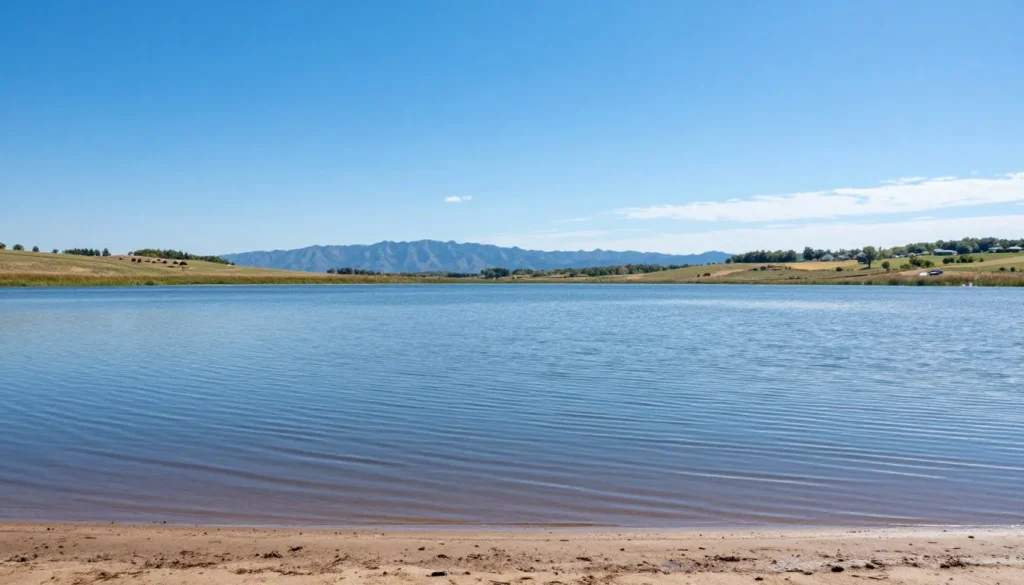 John Martin Reservoir State Park lake with mountains in background John Martin Reservoir State Park lake with mountains in background