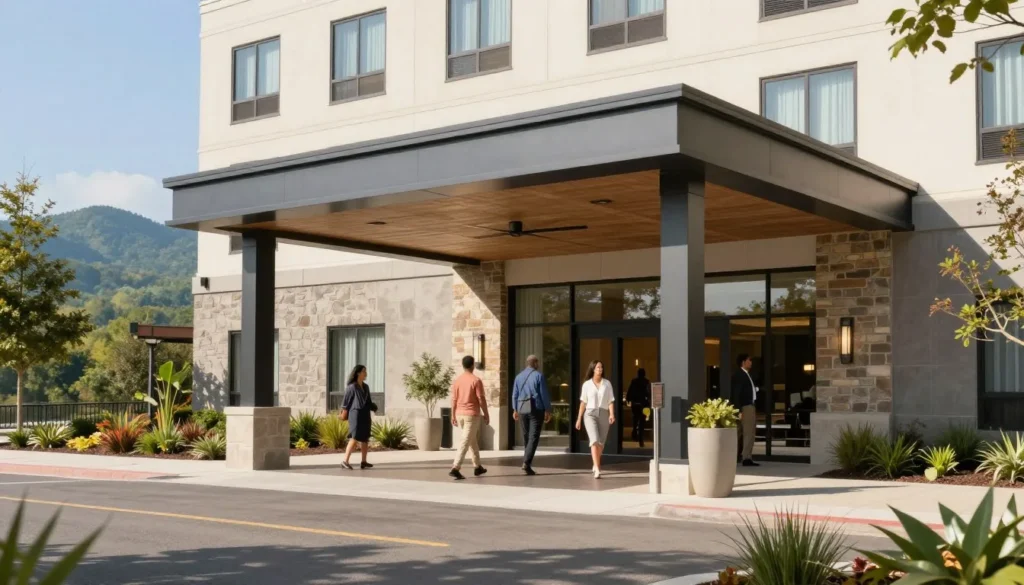 Johnson City Tennessee hotel exterior with mountain views