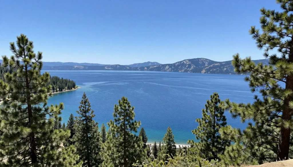 Lake Tahoe scenic view from mountain overlook Lake Tahoe scenic view from mountain overlook