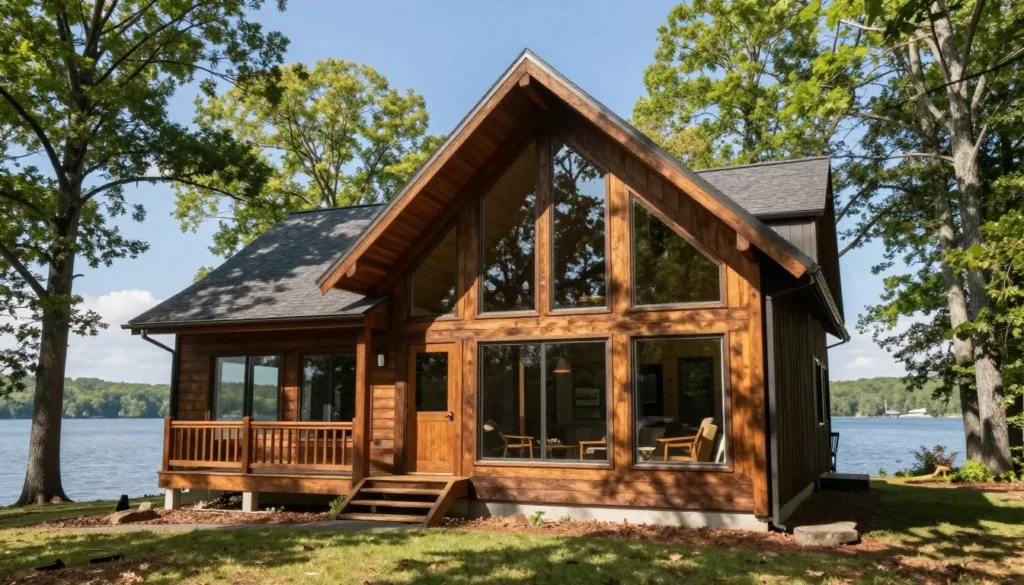 Lakeside cabin accommodation near Cherokee Lake Tennessee surrounded by trees