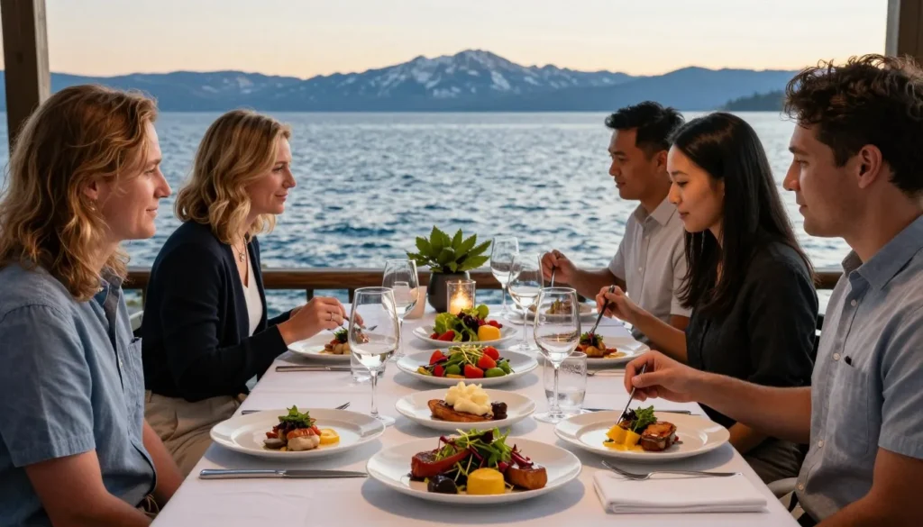 Lakeside dining with fresh cuisine at Lake Tahoe Lakeside dining with fresh cuisine at Lake Tahoe