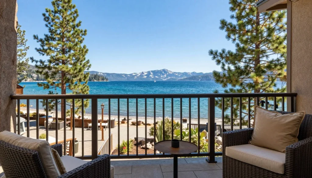 Lakeside resort accommodation at Lake Tahoe with mountain views Lakeside resort accommodation at Lake Tahoe with mountain views