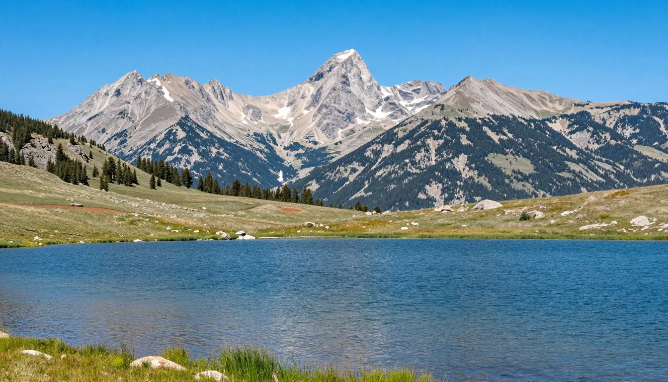 Lathrop State Park Colorado lake view with Spanish Peaks mountain backdrop