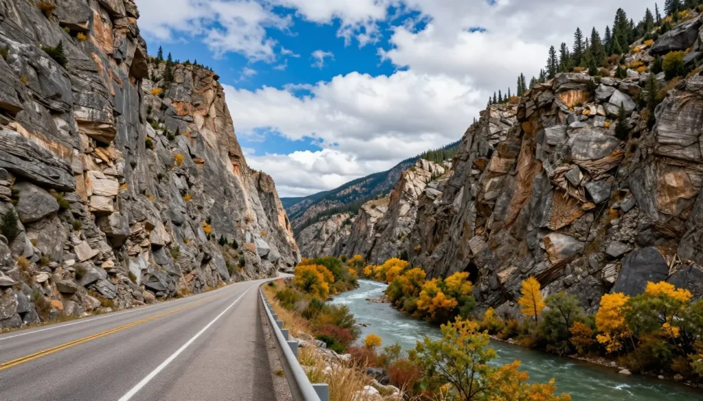 Logan Canyon scenic drive through Bear River Range with limestone cliffs and river