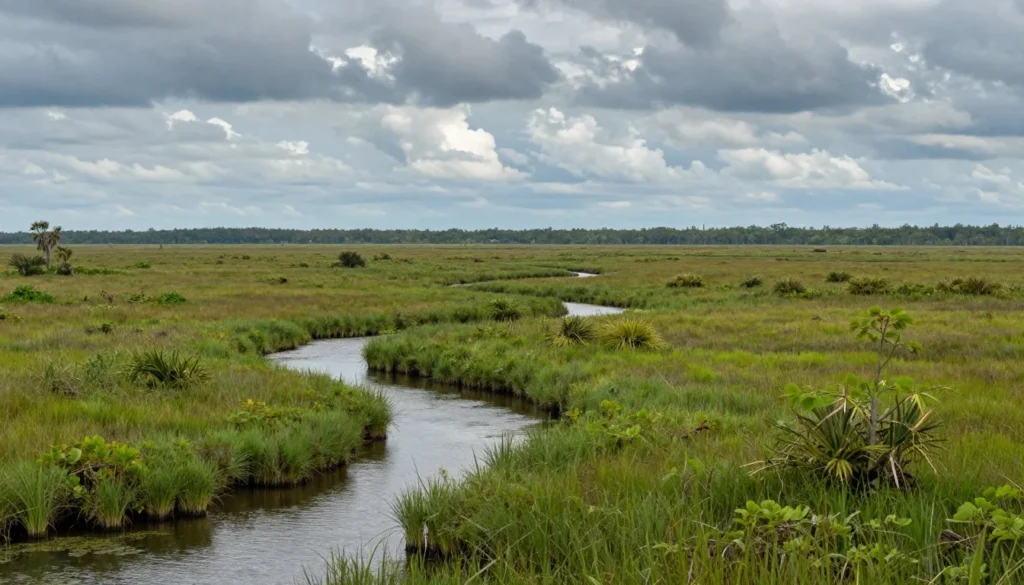 Louisiana coastal marsh landscape with water channels Louisiana coastal marsh landscape with water channels