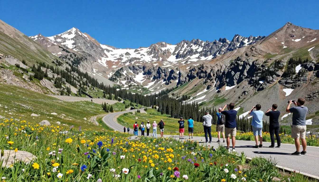 Loveland-Pass-Colorado-mountain-scenic-overlook-with-winding-road Loveland Pass Colorado mountain scenic overlook with winding road