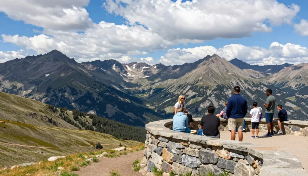 Loveland Pass scenic viewpoint with visitors Loveland Pass scenic viewpoint with visitors