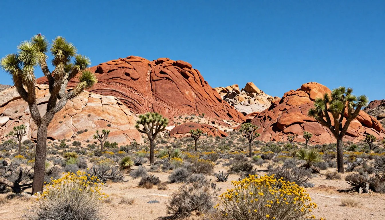 Mojave-Desert-Nevada-landscape-with-colorful-rock-formations-and-desert-vegetation Mojave Desert Nevada landscape with colorful rock formations and desert vegetation