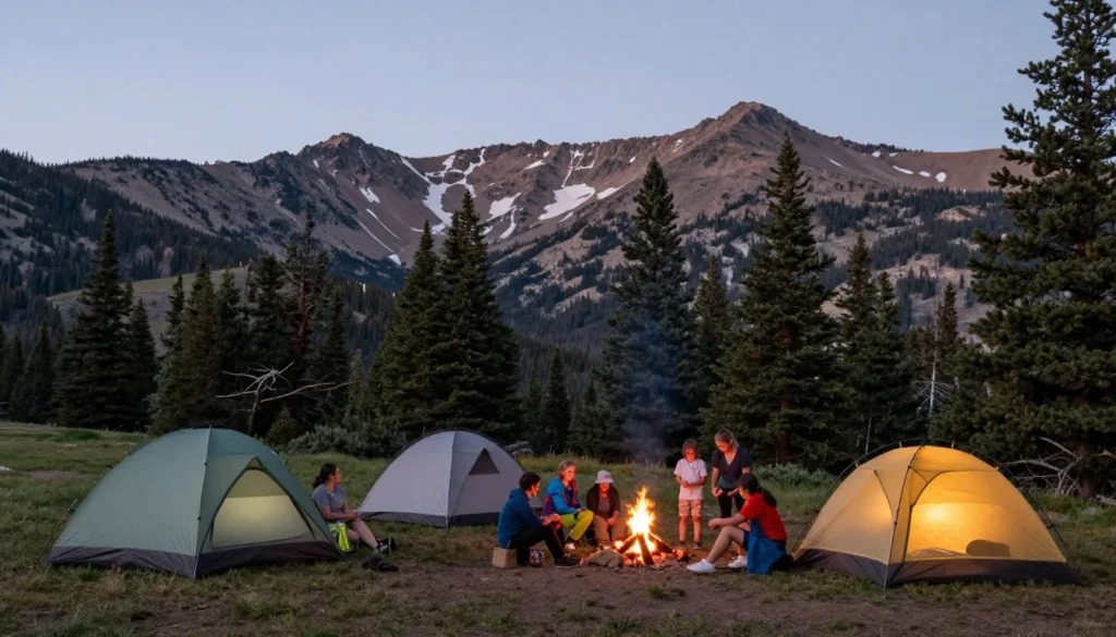 Monarch Pass Colorado camping area with mountain backdrop