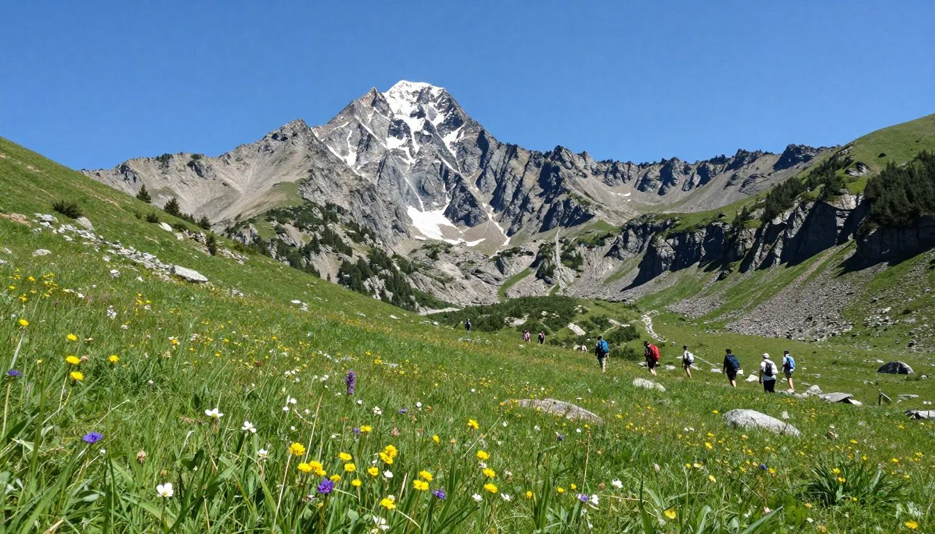 Mount-Harvard-Colorado-towering-peak-with-alpine-meadows-and-clear-blue-sky Mount Harvard Colorado towering peak with alpine meadows and clear blue sky
