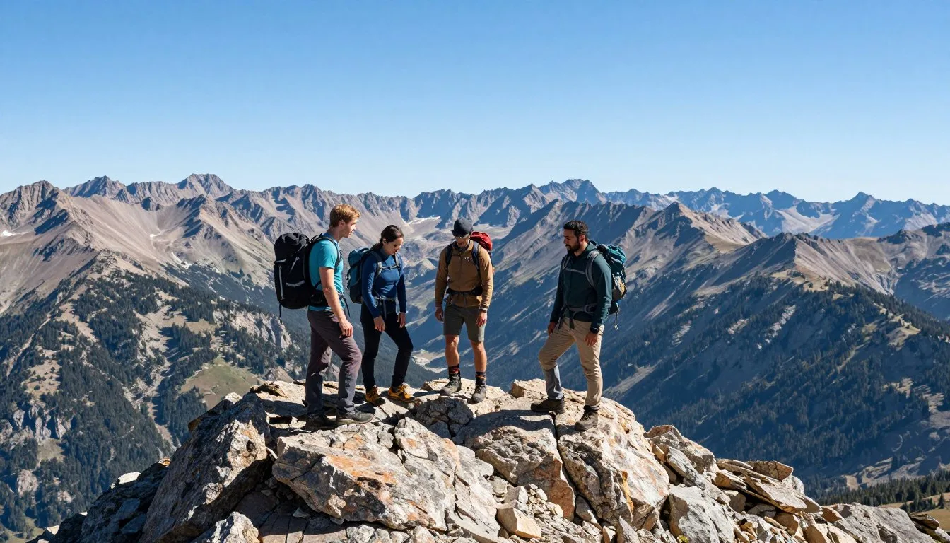 Mount Lincoln Colorado summit with hikers standing on rocky peak under clear blue sky