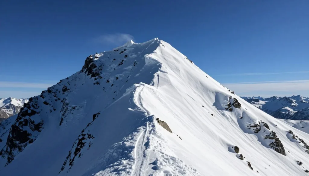 Mount Sneffels peak covered in winter snow conditions