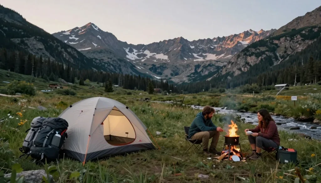 Mountain camping scene in Colorado high country