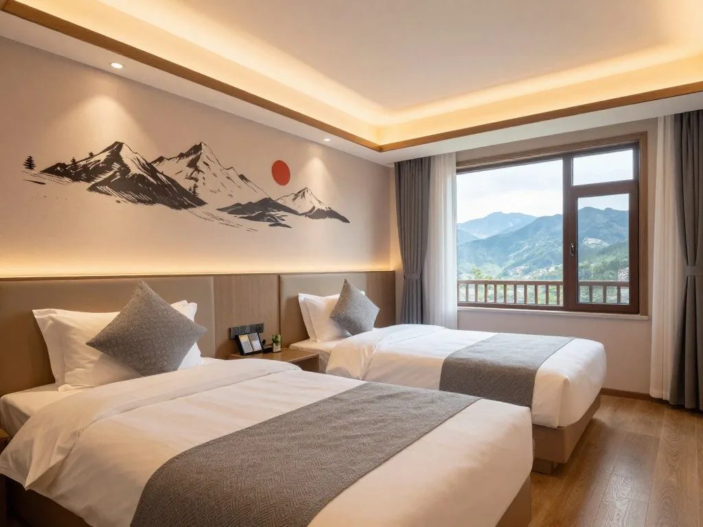 Mountain hotel room with comfortable beds
