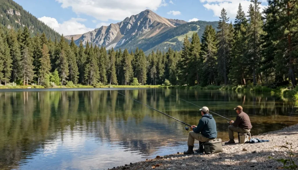 Mountain lake fishing at Sugarite Canyon State Park