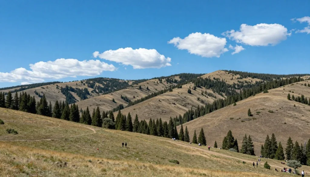 Mountain landscape near Mancos State Park with winding roads