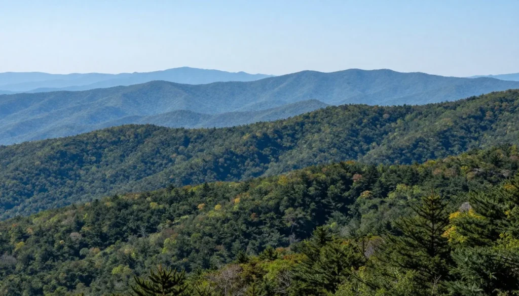 Mountain landscape view showing proximity of Cherokee National Forest to surrounding protected areas