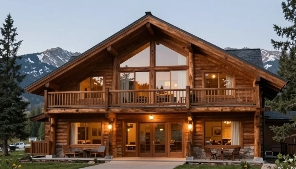 Mountain lodge cabin with Never Summer Mountains view