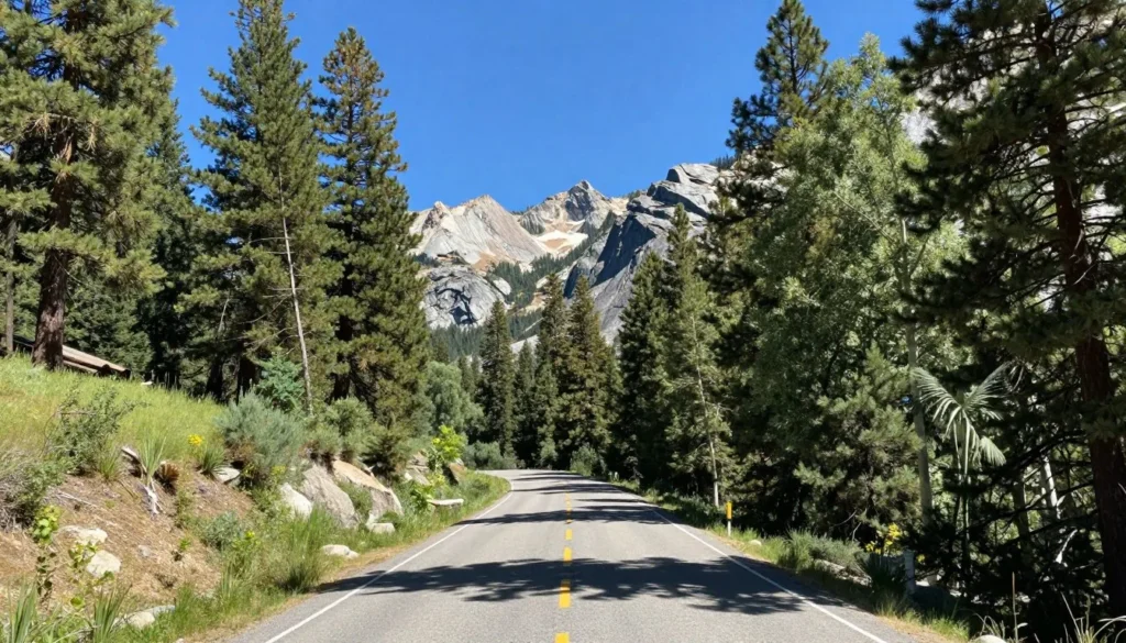 Mountain road approaching Lost Creek Wilderness trailhead