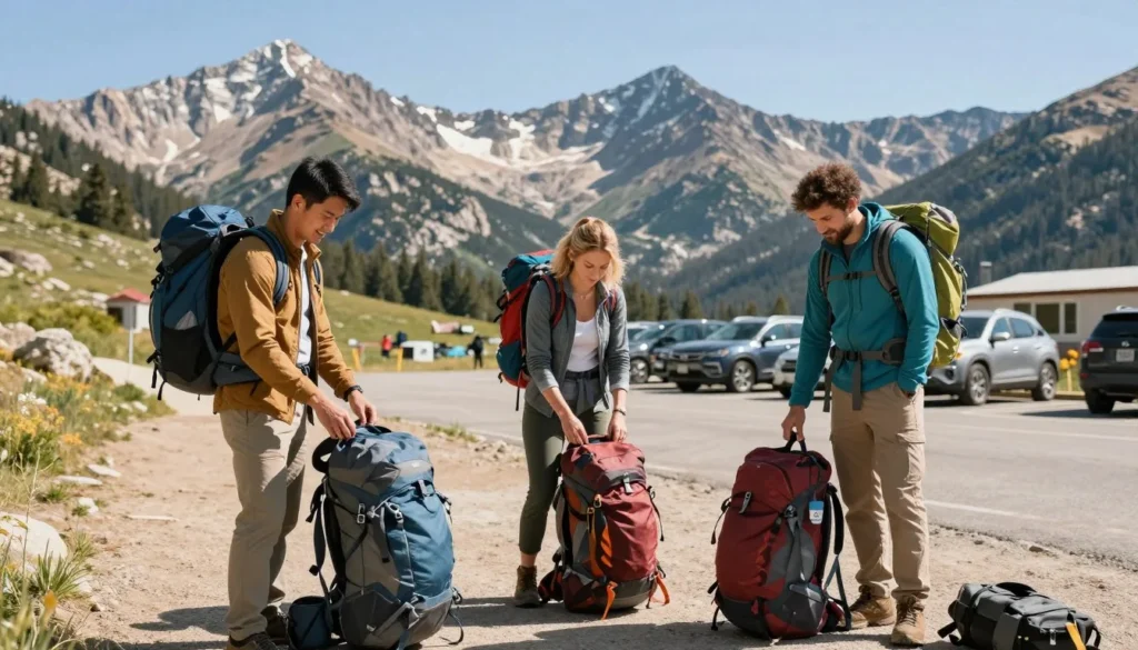 Mountain safety hikers preparing at Loveland Pass Mountain safety hikers preparing at Loveland Pass