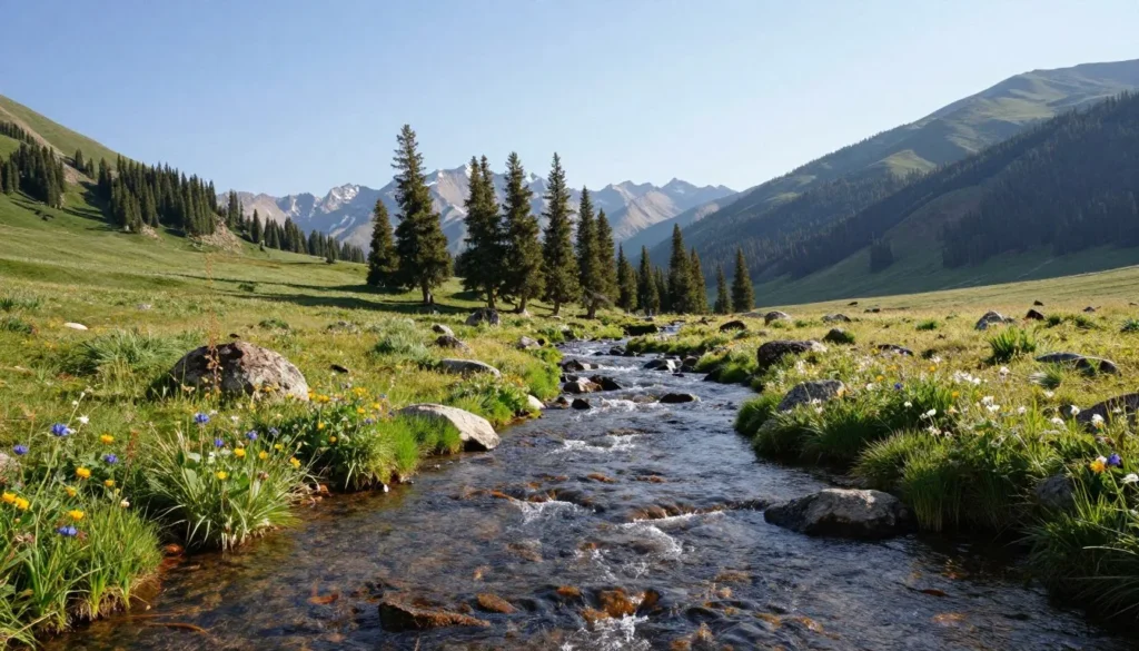 Mountain stream flowing through Nevada alpine meadow Toquima Range