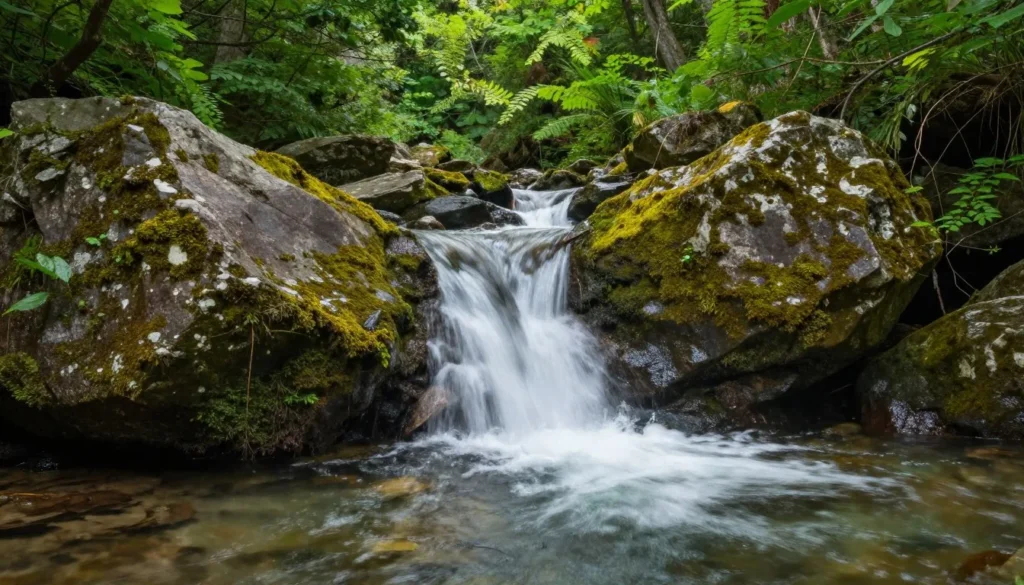 Mountain stream with cascading water in Great Smoky Mountains