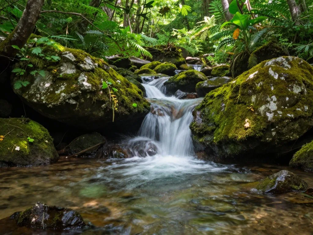 Mountain stream with cascading water in Smoky Mountains