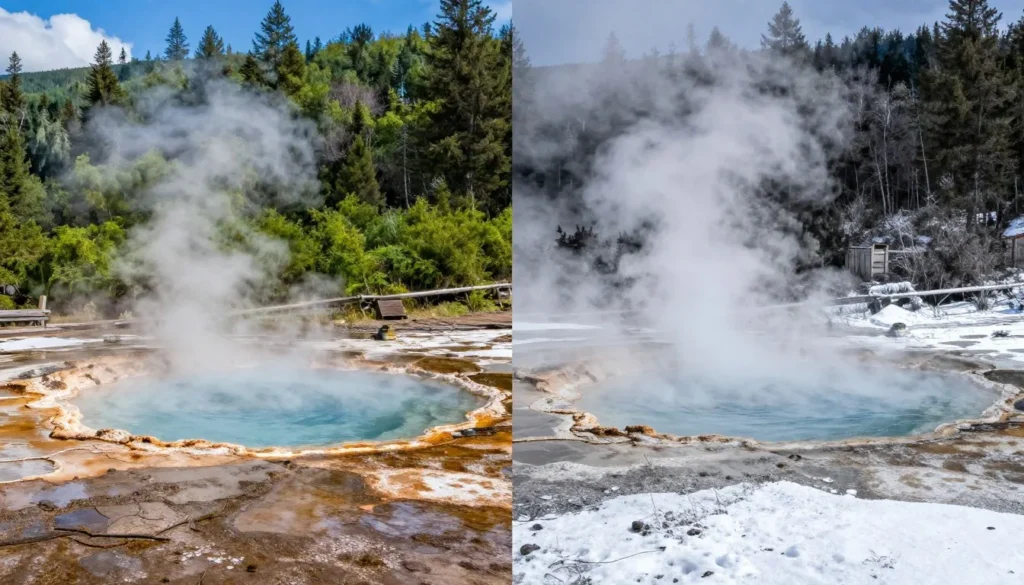 Mountain weather conditions showing seasonal variation and preparation needs