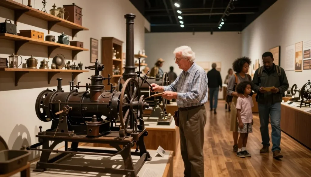 Museum interior display with mining artifacts background blurred Museum interior display with mining artifacts background blurred