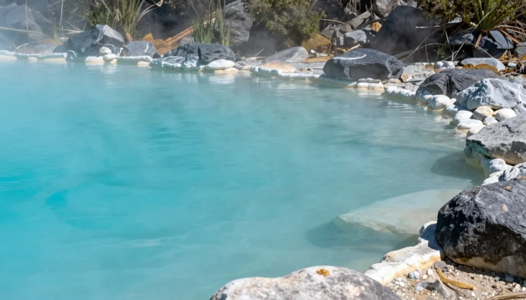 Natural hot springs pool with pristine surrounding environment Natural hot springs pool with pristine surrounding environment