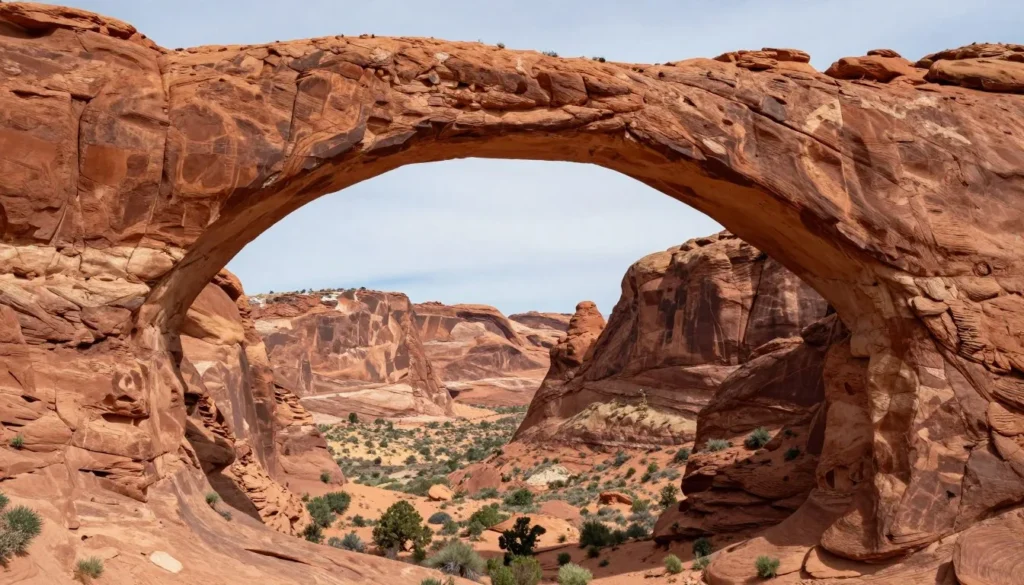 Natural stone bridge formation in nearby canyon