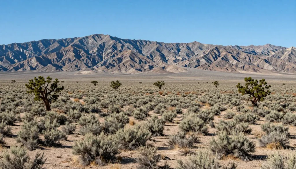 Nevada Basin and Range terrain with mountain backdrop and desert valleys