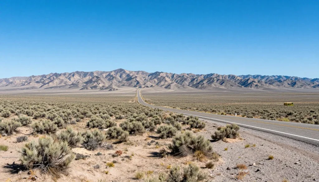 Nevada desert landscape near Fort Churchill with distant mountains