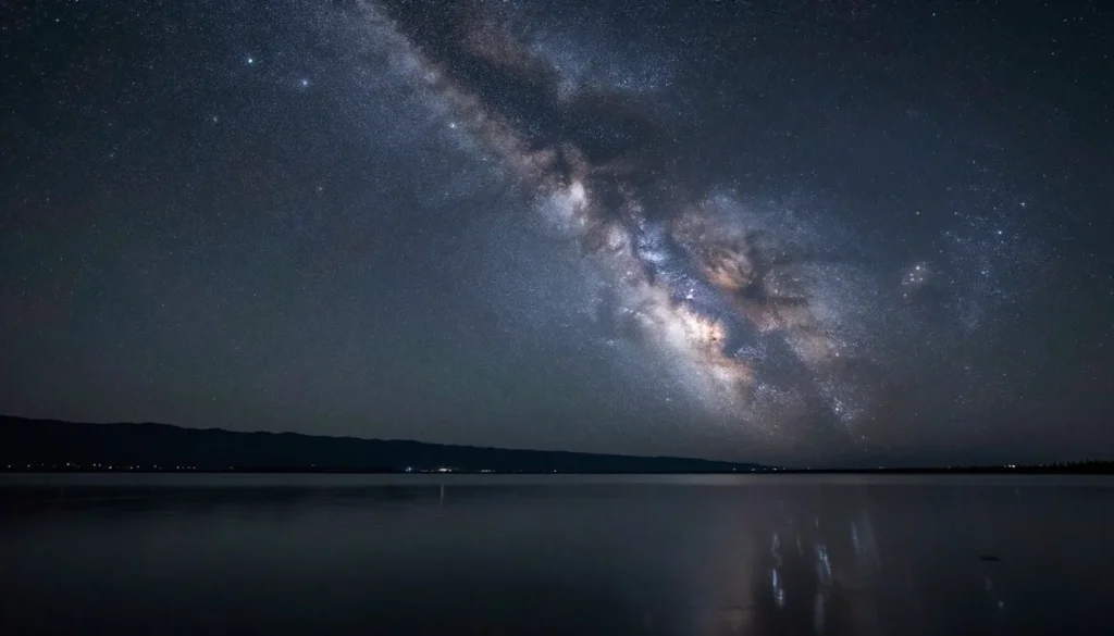 Night sky over Great Salt Lake showing stars and Milky Way Night sky over Great Salt Lake showing stars and Milky Way