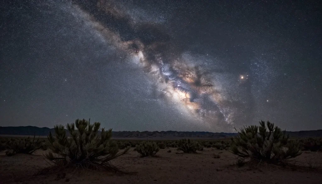 Night sky over Round Mountain Recreation Area with Milky Way visible Night sky over Round Mountain Recreation Area with Milky Way visible