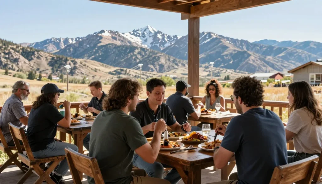 Outdoor dining with mountain views in Nevada Outdoor dining with mountain views in Nevada